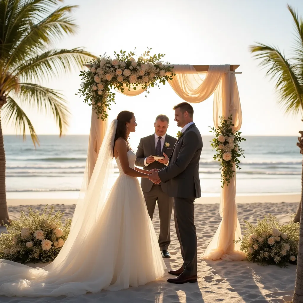 Traumhochzeit am Strand mit romantischer Atmosphäre.